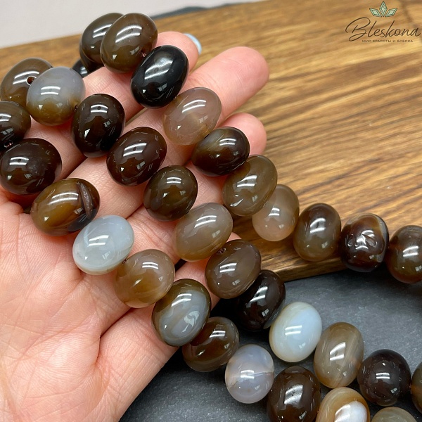 Агат коричневый галтовка 12*16 мм 