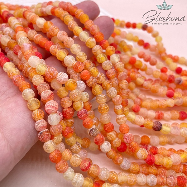 Агат Кракле оранжевый 6 мм