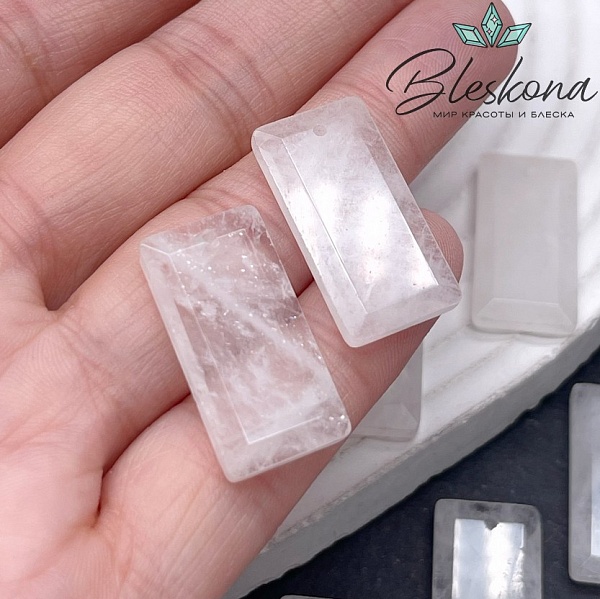 25*13 мм Подвеска прямоульник Горный хрусталь огранка