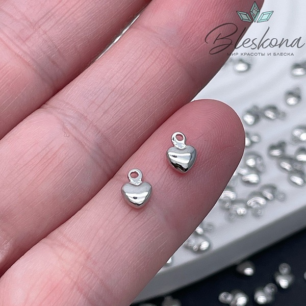 6,5*4,5 мм Цвет серебро, Подвеска сердце мини