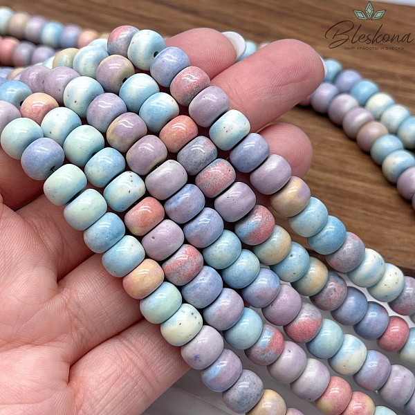 Радужный Агат рондели микс 6*8 мм (имитация)