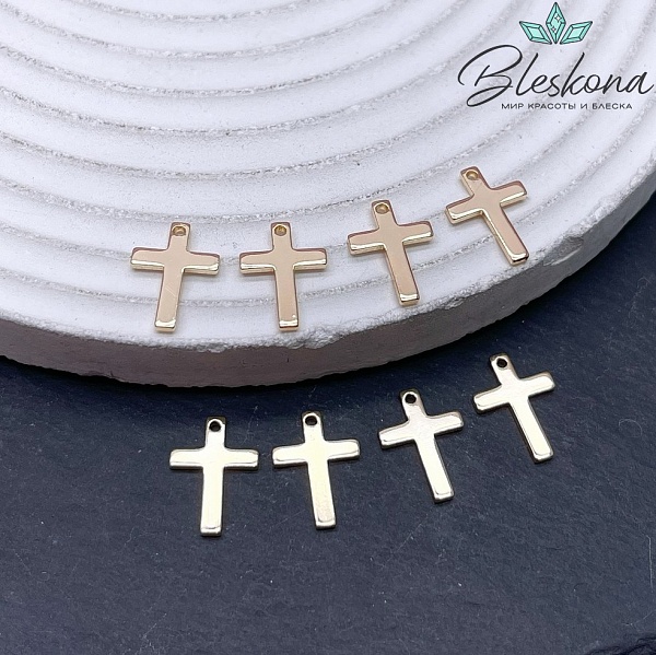 12,5*9 мм Цвет золото, Подвеска Крест гладкий