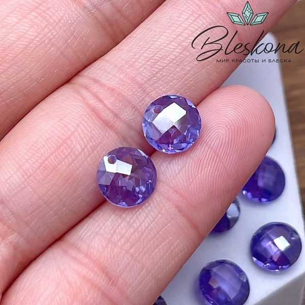 8 мм, Подвеска Циркон круг фиолетовый №1 (кубический цирконий, фианит) 