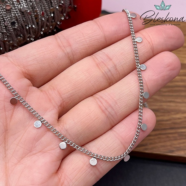 Цепь №29 цвет серебро 2*2,5 мм круг Люкс