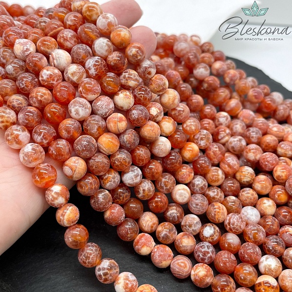 Агат с узором №11 (полуматовый) 8 мм 