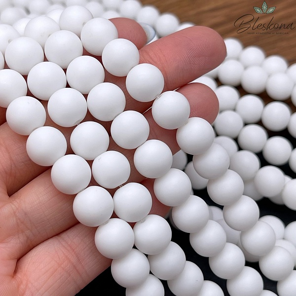 10 мм Агат Белый матовый (имитация) 