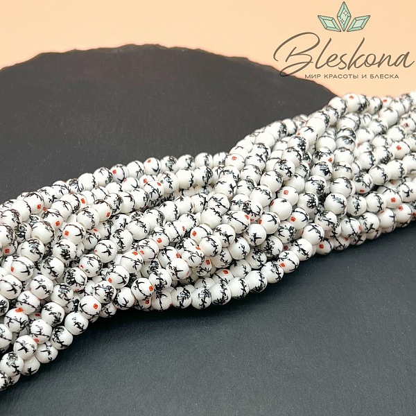 6 мм Керамика Бусина роспись гжель №18