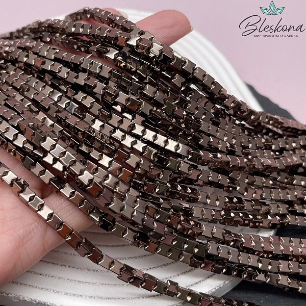 4 мм Гематин имитация куб песочные часы, цвет коричневый №1 (шоколадный)