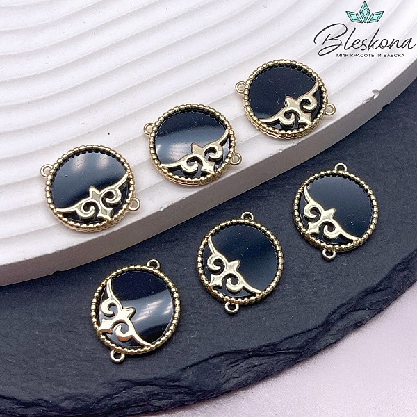 18*15 мм Цвет золото, Коннектор черная керамика Этно №23