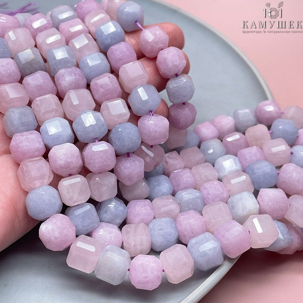 10*10 мм Микс Аквамарин, Аметист Лавандовый, Розовый кварц куб