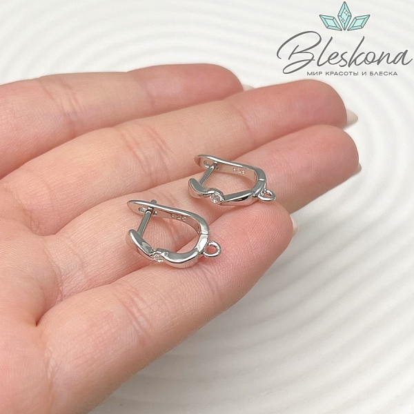 16 мм Цвет серебро, Швензы с цирконом Люкс