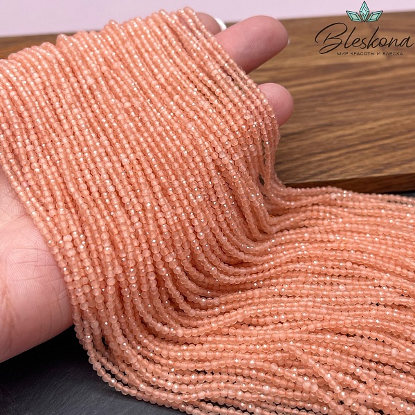 Кошачий глаз персиковый микроогранка №1 (имитация) 2 мм