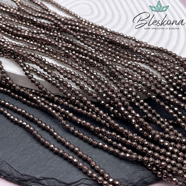 3 мм Гематин имитация огранка, цвет коричневый №1 (шоколадный)