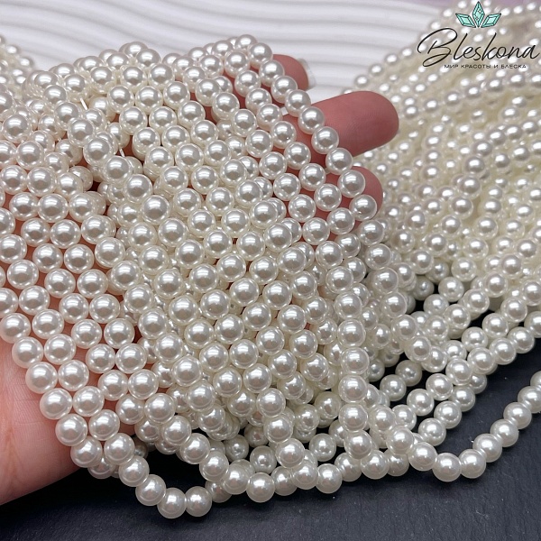 Жемчуг Майорка, цвет  молочный №1 6 мм