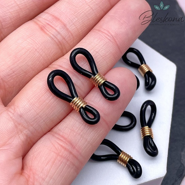 Держатель силикон черный, цвет золото темное19мм уп.10шт