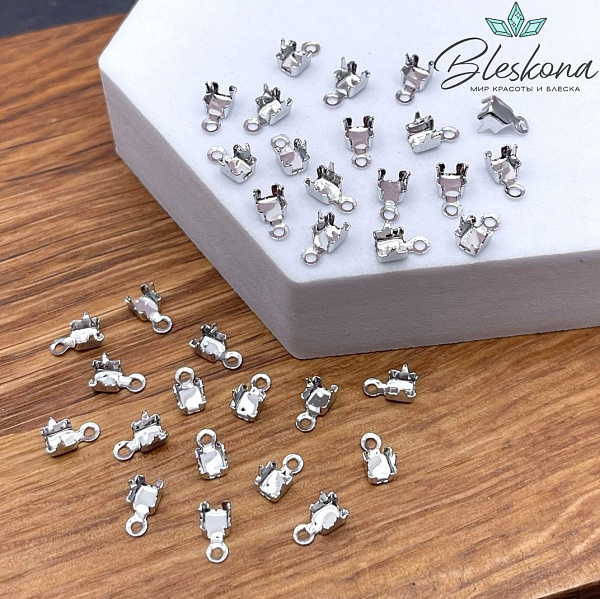 Концевик с цапами, цвет серебро 7*3,5мм