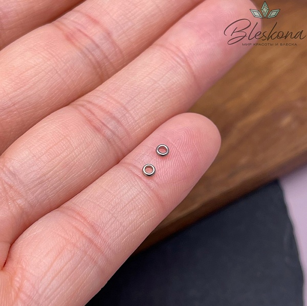 Бусина разделитель сталь, цвет серебро 2*1 мм уп.10 шт