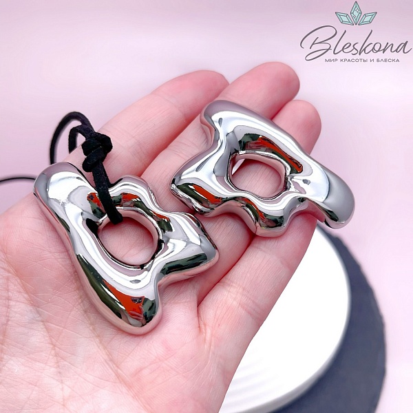 48*34 мм Цвет серебро, Подвеска фриформ объемное крупное 