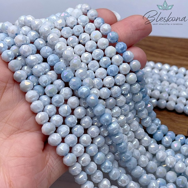 Стекло Lux бледно- голубое огранка острая 6 мм