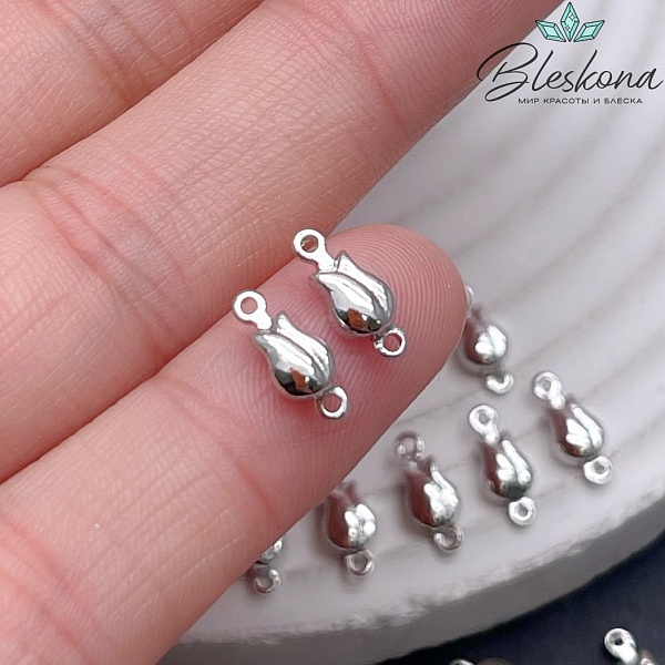 10*4 мм Цвет серебро, Коннектор бутон тюльпанчика