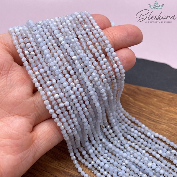 2,5 мм Агат голубой (Сапфирин) алмазная огранка