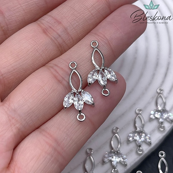 21,2*9,9 мм Цвет серебро, Коннектор цветочек 