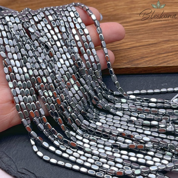 5*3мм Гематин прямоугольник, цвет темное серебро, имитация