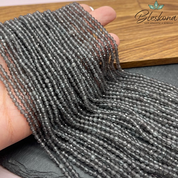 Кошачий глаз серый микроогранка (имитация) 3 мм