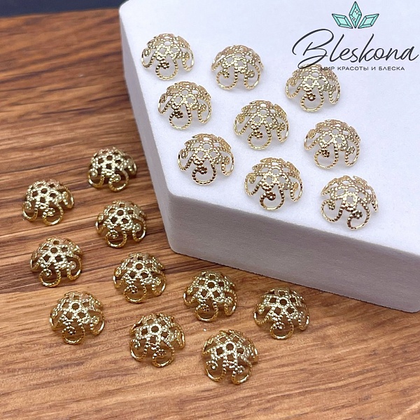 10 мм Цвет золото, Шапочка с узором 