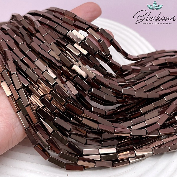 9*3 мм Гематин имитация, коричневый (шоколадный), прямоугольник 