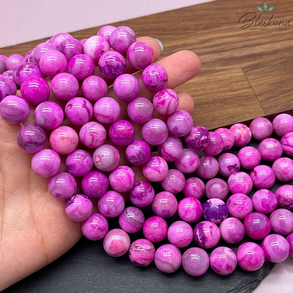 Агат (тонированный) фуксия №2 12 мм