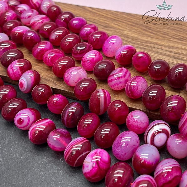 Агат (тонированный) фуксия №1 галтовка 15*18 мм