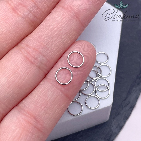 Колечки неразъемные, цвет серебро уп. 1 гр  6*0,6 мм Люкс