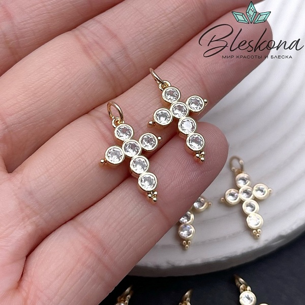 18,6*13 мм Цвет золото, Крест цирконы 