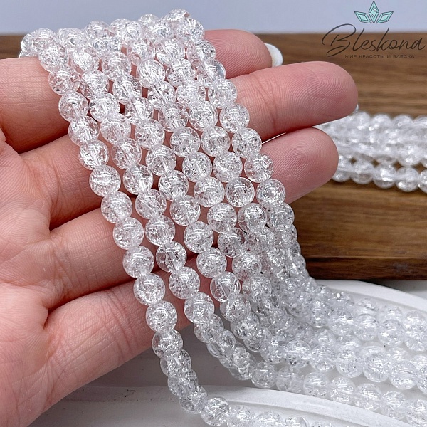 Кварц снежный прозрачно- белый (имитация) 6 мм  