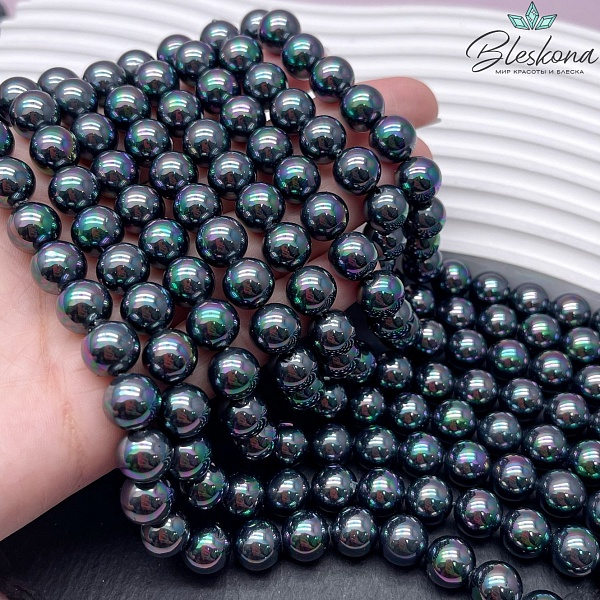 Жемчуг Майорка цвет черный хамелеон 10 мм
