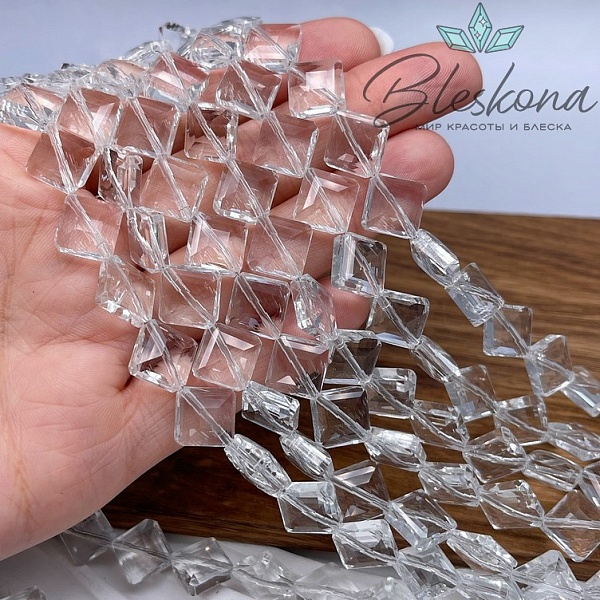 13 мм Бусины ромб, цвет прозрачный, стекло