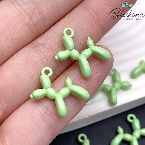 14*18 мм, Подвеска пудель салатовая эмаль