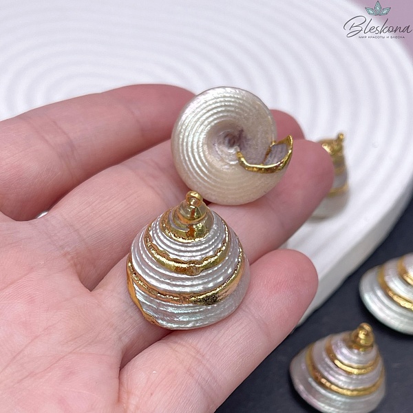 (22-27)*(21-26) мм Цвет золото, Подвеска Ракушка Трохус белая