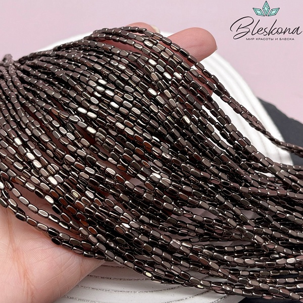 4*2 мм Гематин имитация, коричневый №1 (шоколадный), прямоугольник округленные стороны