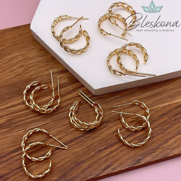 18*4,6 мм Цвет золото, Пусеты Цепь жесткая