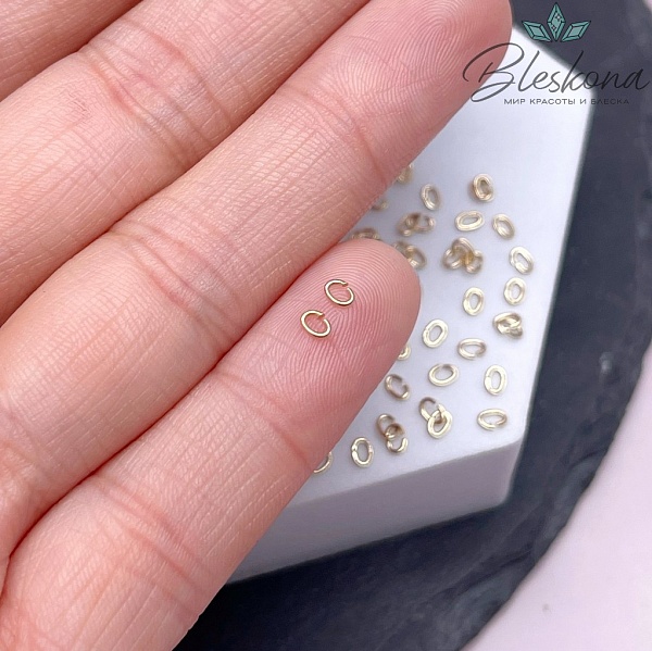 3*2*0,5 мм Цвет золото, Колечки овал уп. 1 гр.