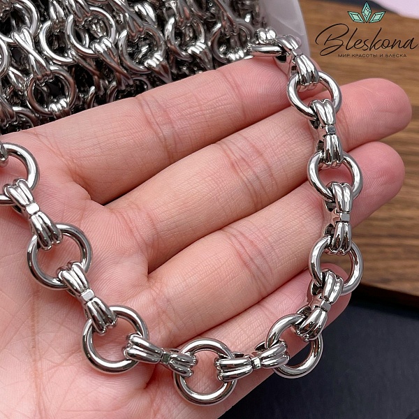 Цепь №106-3 цвет серебро 15,5*5 мм /13 мм