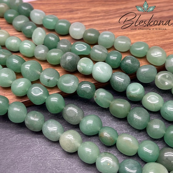 Авантюрин зеленый галтовка (11-12)*(11-12) мм