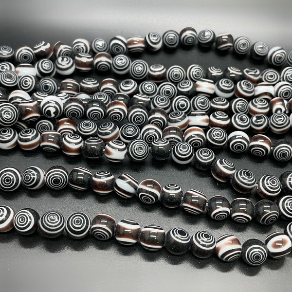 Муранское стекло черное спираль 8мм