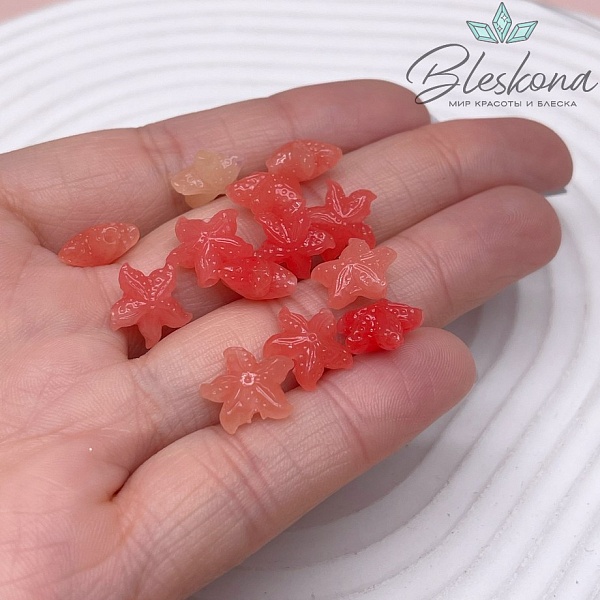 Бусина Морская звезда прозрачно- красная 10*11 мм (имитация коралла)