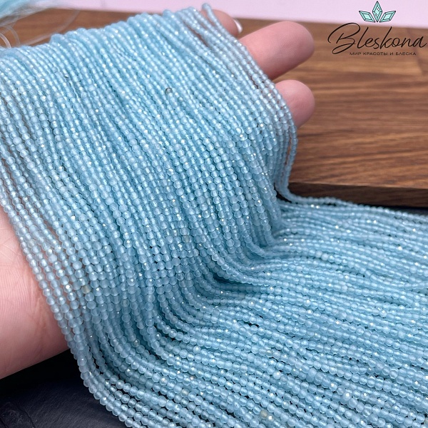 Кошачий глаз светло-голубой микроогранка (имитация) 2 мм