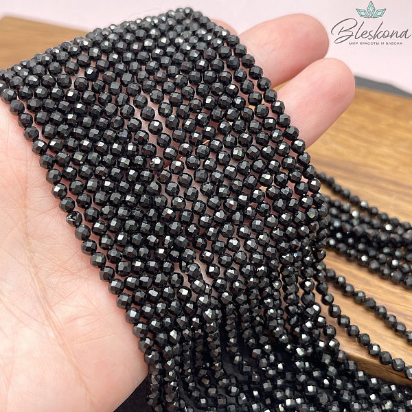 Турмалин черный (Шерл) алмазная огранка 3,5 мм
