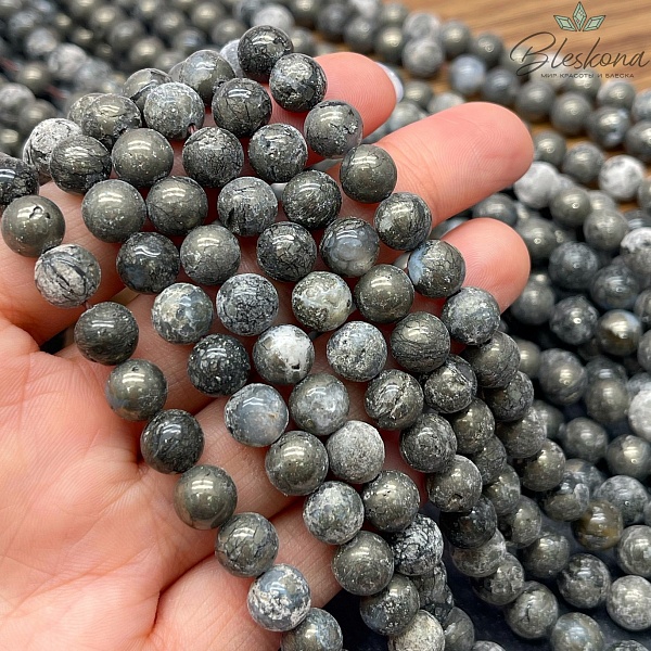 Пирит с включениями агата 8 мм 