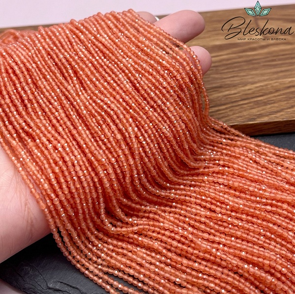 Кошачий глаз оранжевый микроогранка (имитация) 2 мм